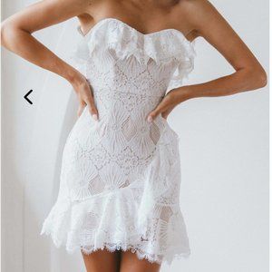 Selfie Leslie September Lace Mini Dress White